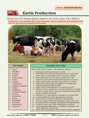 ncdc learner's text book cattle production