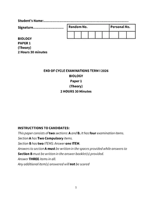 s.5 biology end of term one scenario based questions with answers
