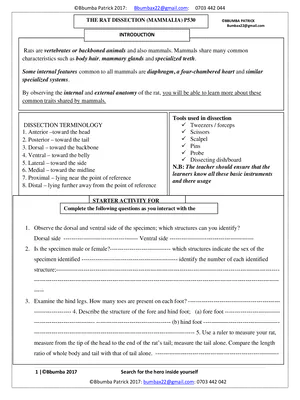 a level biology rat dissection practical guide by bbumba patrick
