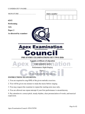 s4 uce performing arts paper 2: sight singing pre mock 2026 apex examinations