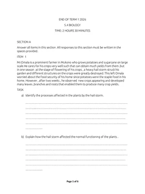 s.4 biology end of term 1 2026