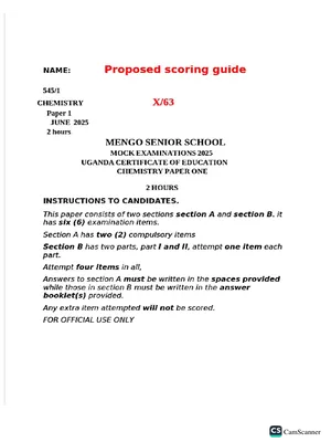 mengo ss mocks chemistry paper 1 with scenario questions and answers