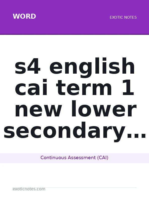 s4 english cai term 1 new lower secondary curriculum