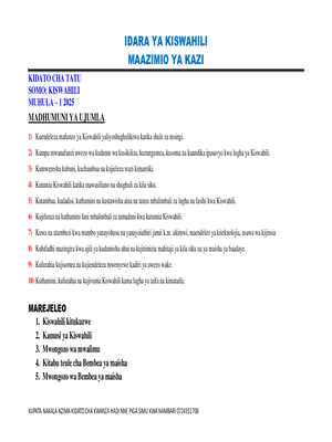azimio la kazi ya kiswahili scheme of work for senior two