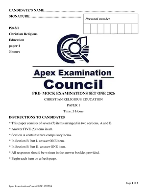 apex uace pre mock exams 2026 cre paper one