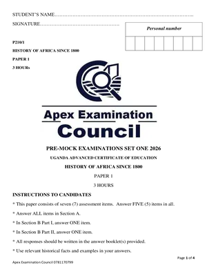 apex uace pre mock exams 2026 history paper 1