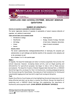 merryland high school biology scenario seminar questions