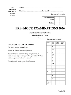 s4 uce biology practical paper 2 pre mock exam