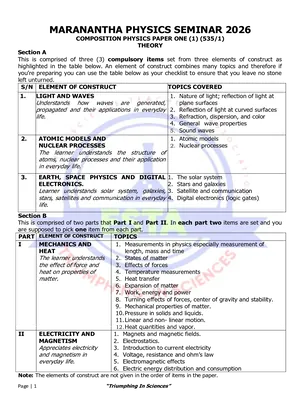 maranantha physics seminar 2026 scenario questions