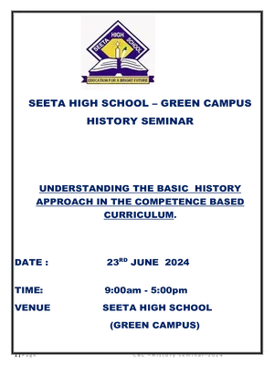 seeta high school – green campus  history seminar with scenario based questions and answers