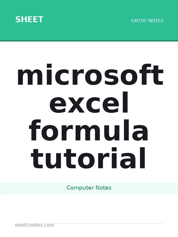 microsoft excel formula tutorial