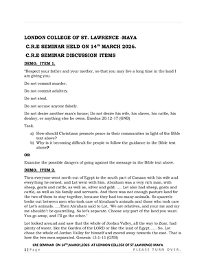 o level cre seminar items at london college of st.lawrence maya 2026