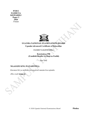 p320 2 fasihi ya kiswahili uace sample paper 2026