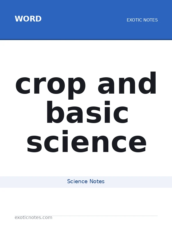 crop and basic science