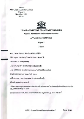 uneb uace 2025 applied mathematics paper 2