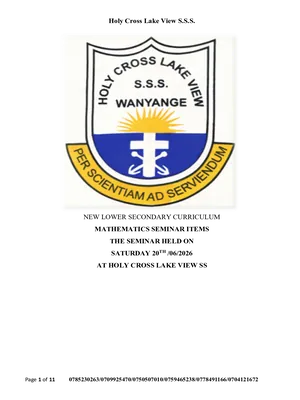 holy cross lakeview jinja o level mathematics seminar 2026