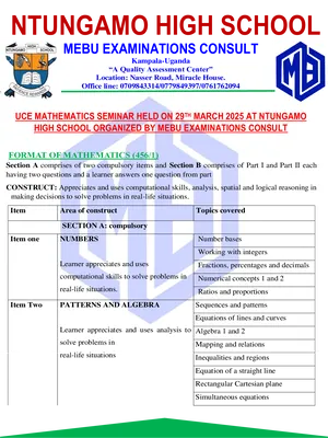 mebu uce mathematics seminar at ntungamo high with scenario questions