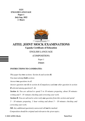 aitel uce mocks 2022 english paper 1