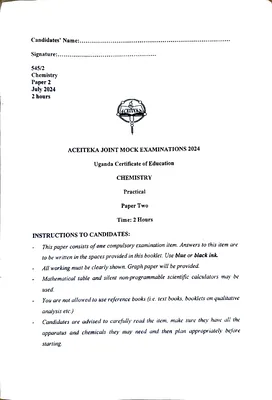 aceiteka uce mocks 2024 chemistry paper 2