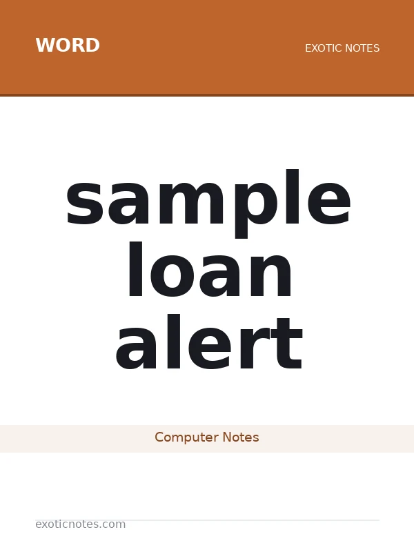 sample loan alert