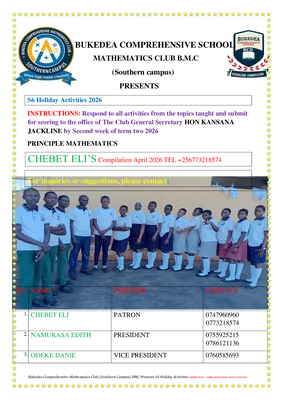 s6 principal mathematics holiday work bcs mathematics club - bukedea comprehensive school