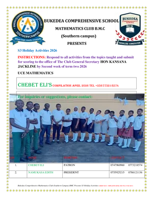 s3 mathematics holiday work bcs mathematics club - bukedea comprehensive school
