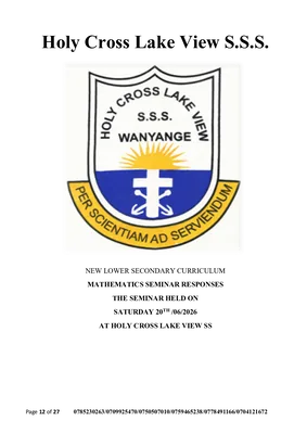 holy cross lake view ss uce mathematics seminar solutions