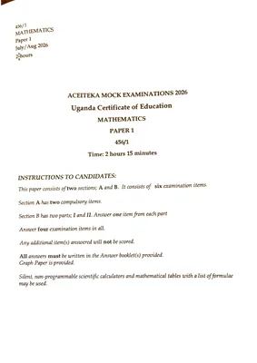 aceiteka uce mock 2026 mathematics paper 1