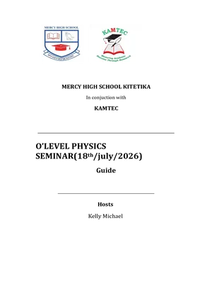 mercy high school o level physics seminar with scenario questions and answers
