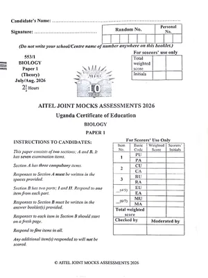 aitel uce mocks 2026 biology paper 1