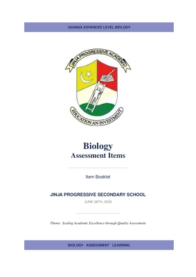jinja progressive academy s6 biology seminar 2 items & solutions 2026