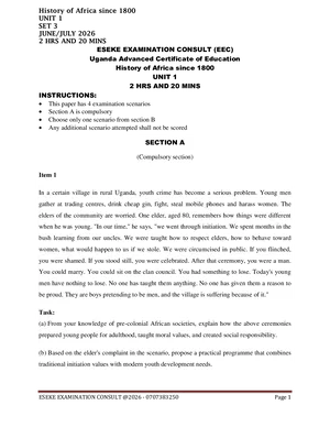 history of africa exam by eseke wycliffe