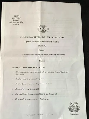 wakissha s6 uace mocks 2026 history paper 1