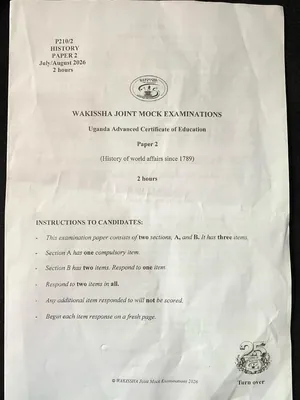 wakissha s6 uace mocks 2026 history paper 2
