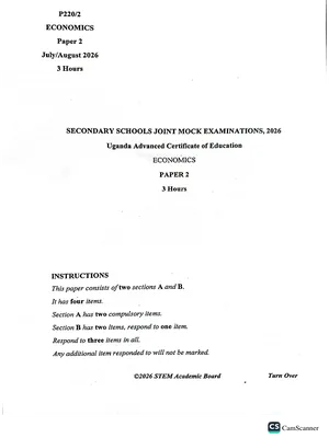 mbarara uace stem economics papers 2 mock 2026