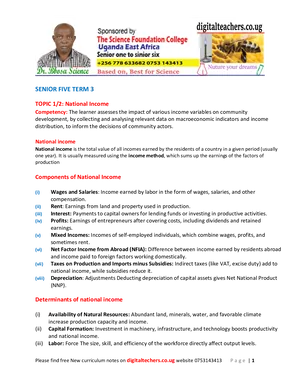 a level new curriculum economics sv topic 4 national income