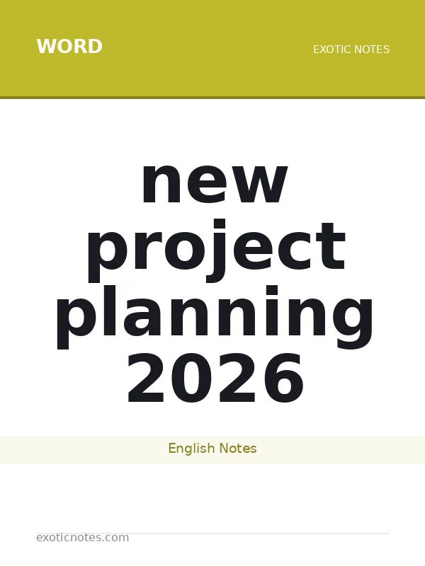 new project planning 2026