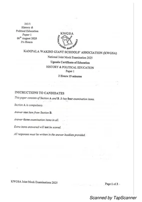 kwgsa uce mocks 2026 s4 history paper 1