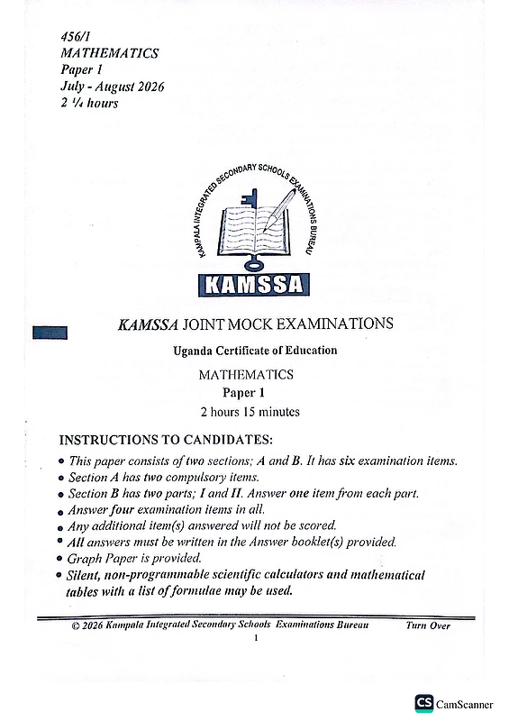 kamssa uce mocks 2026 mathematics paper 1