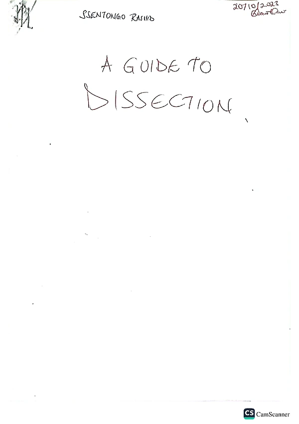 a guide to dissection diagrams by ssentongo rashid